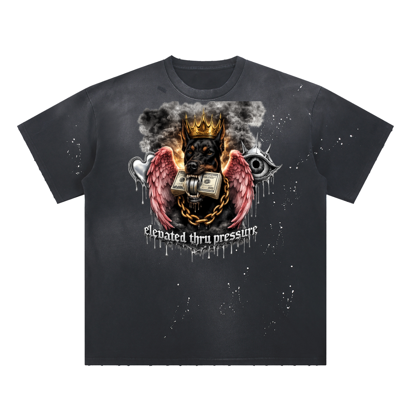 Hand-Frayed Sunfade Paint Splatter T-Shirt