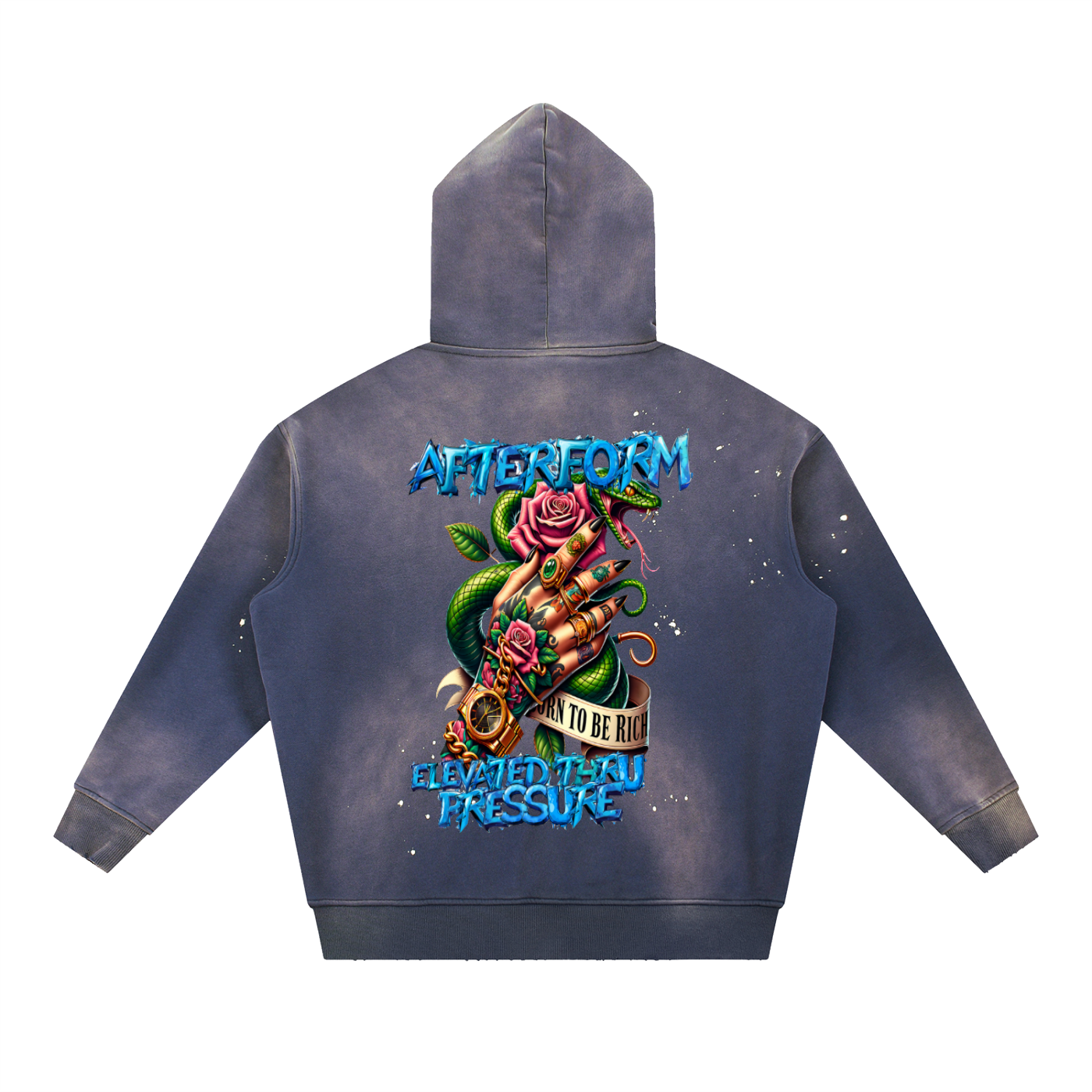 Vintage Washed Frayed Fleece Hoodie