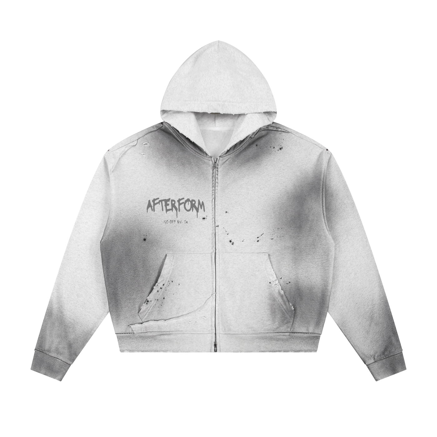 Sun Fade Frayed Raw Edge Fleece Zip Hoodie