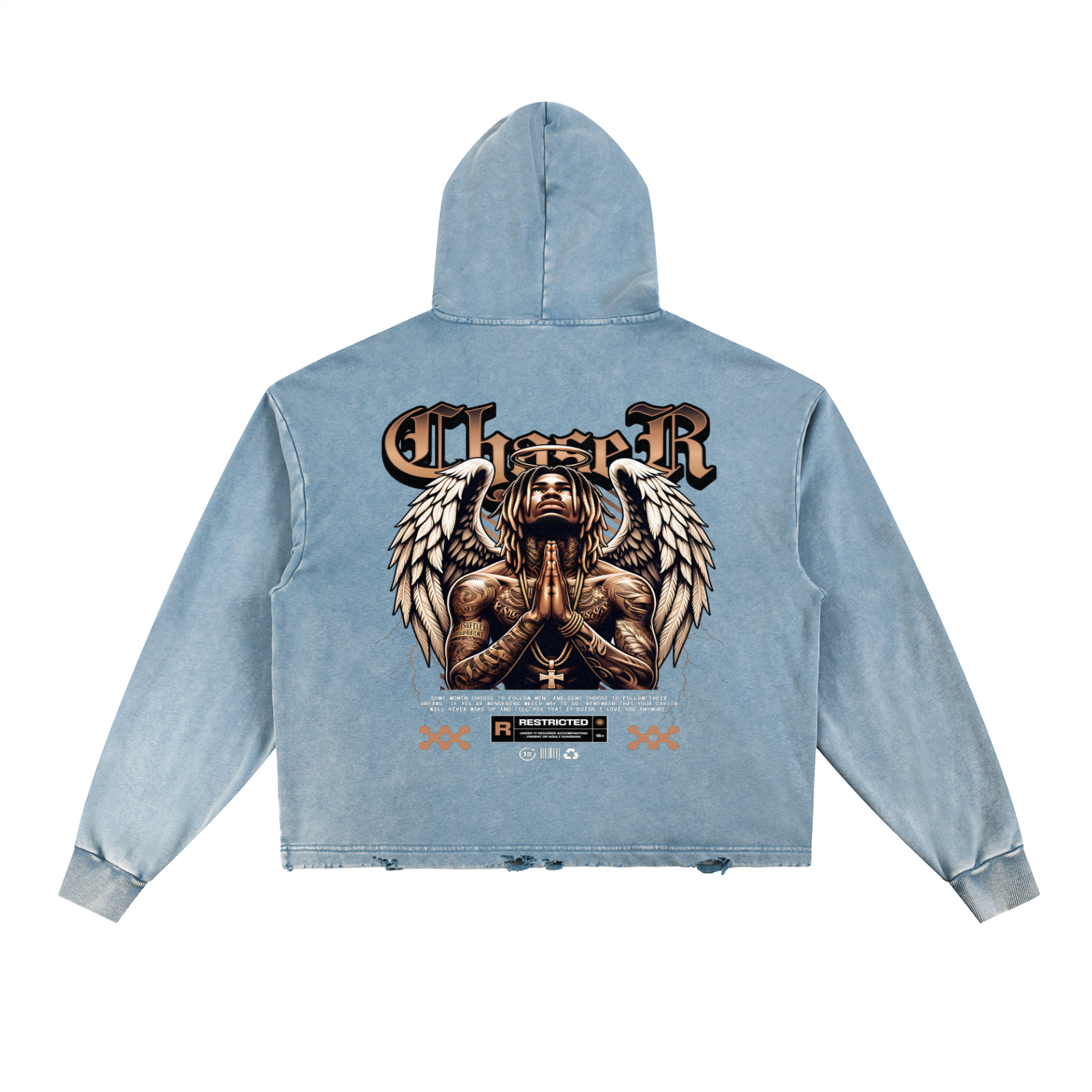 Vintage Washed Frayed-Hem Hoodie