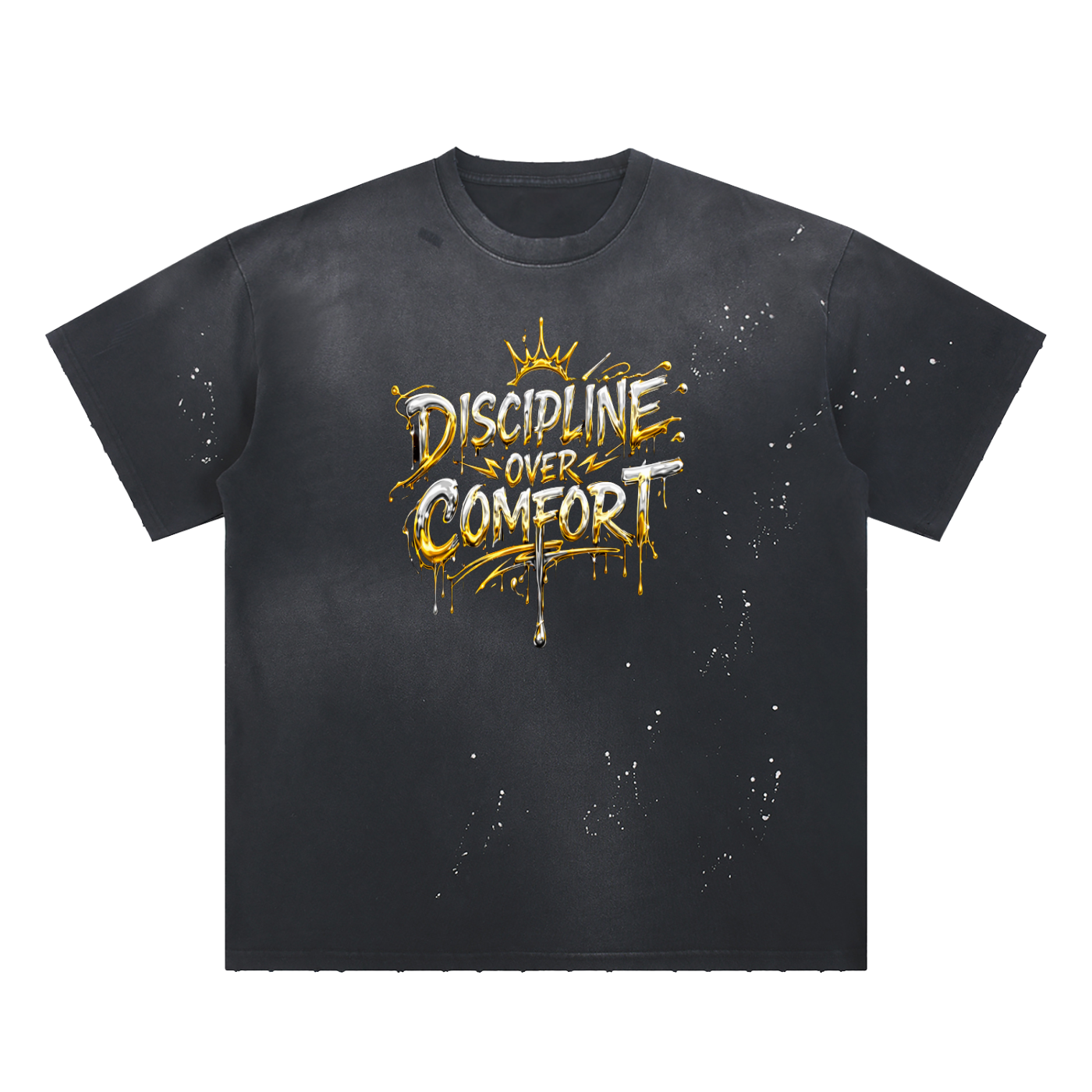 Hand-Frayed Sunfade Paint Splatter T-Shirt