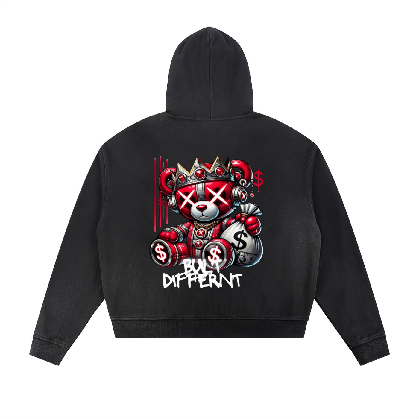 Sun Fade Frayed Raw Edge Fleece Zip Hoodie