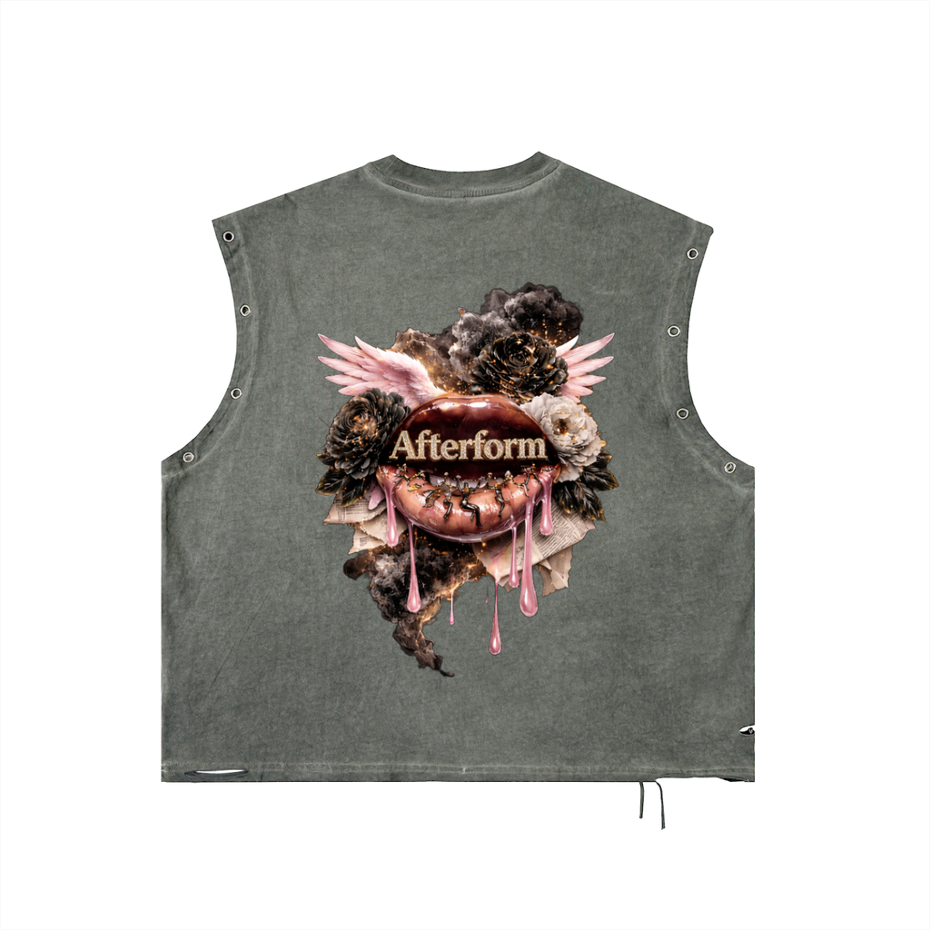 Distressed Grommet Eyelet Tank Top