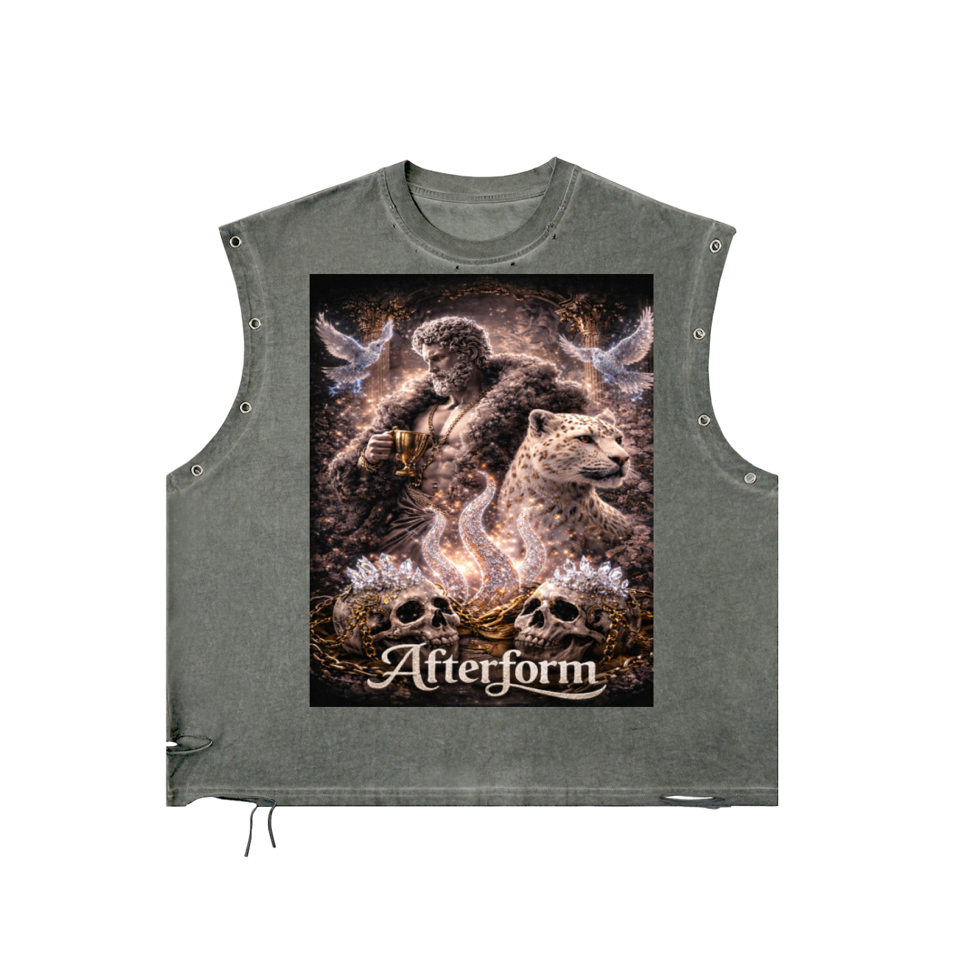 Distressed Grommet Eyelet Tank Top