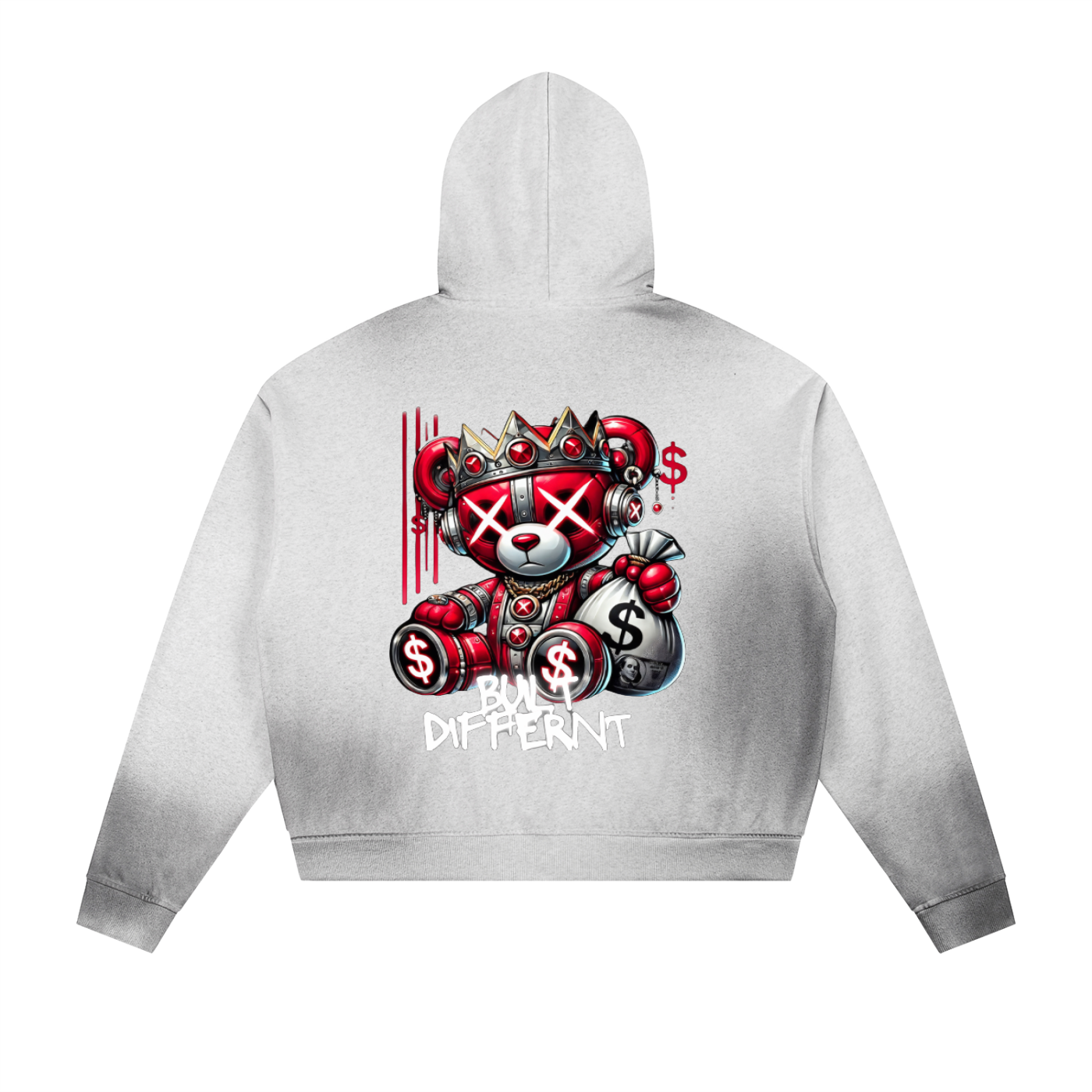 Sun Fade Frayed Raw Edge Fleece Zip Hoodie