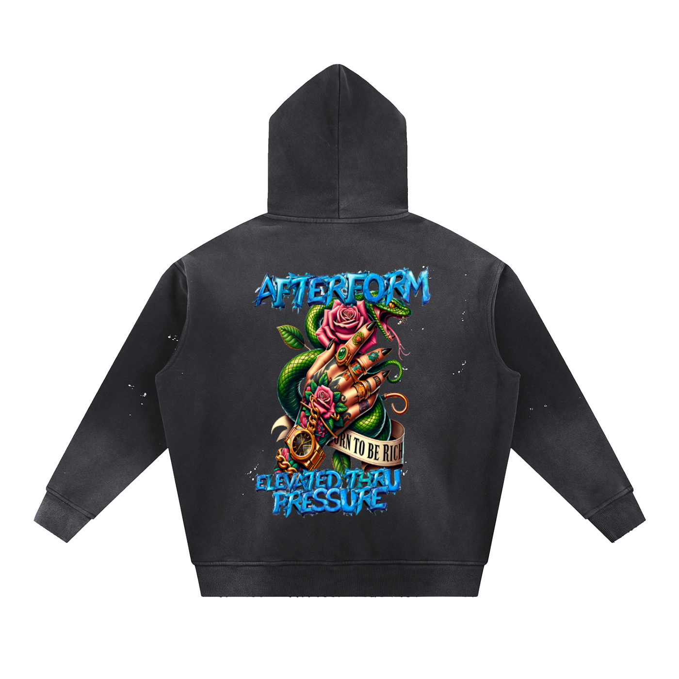 Vintage Washed Frayed Fleece Hoodie